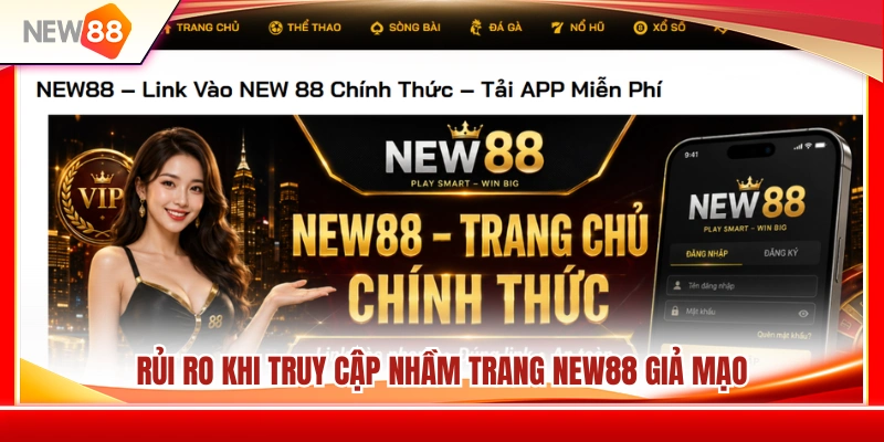 Cách Nhận Biết Trang NEW88 Chuẩn Trước Khi Đăng Nhập 2 Hệ lụy của việc truy cập các trang mạo danh NEW 88